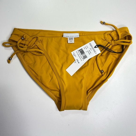 Robin Piccone Luca Side Tie Bikini Bottom in Mustard Yellow New With Tags Medium - Picture 3 of 12